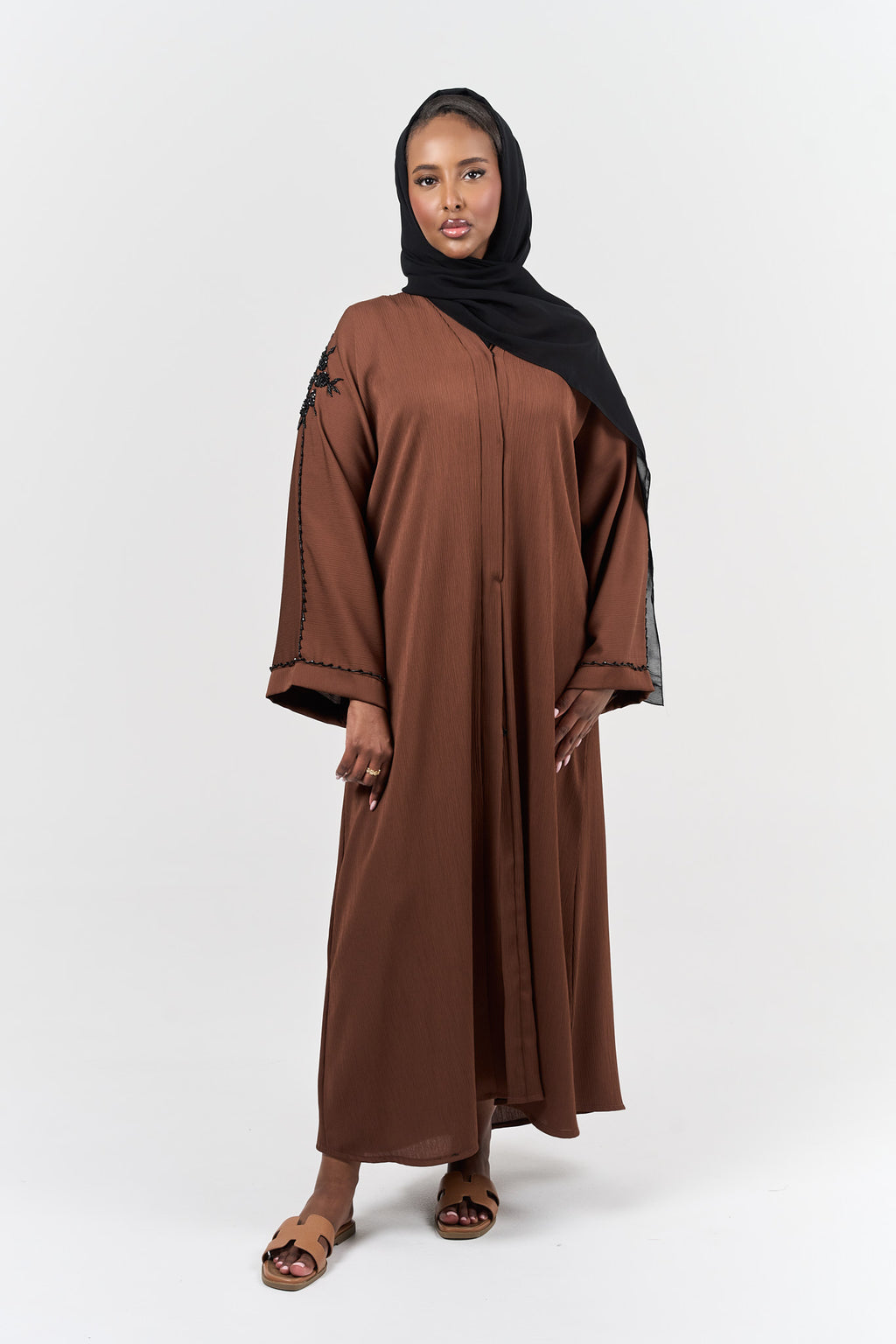 Zarah Embellished Abayah - Brown