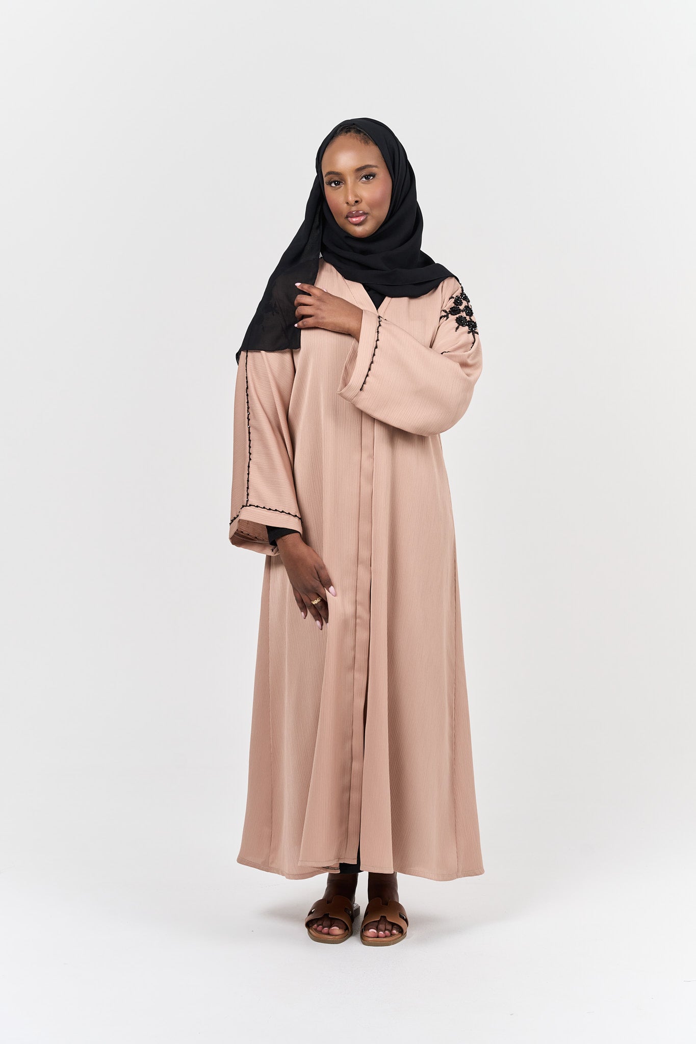 Zarah Embellished Abayah - Dusty Pink